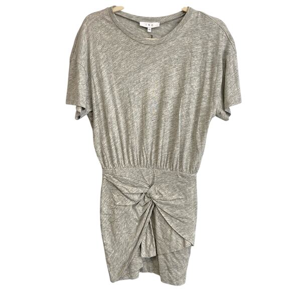 New IRO Brelbloa Jersey Twist Front Lightweight Mini Dress in Light Grey Size XS - Picture 3 of 12